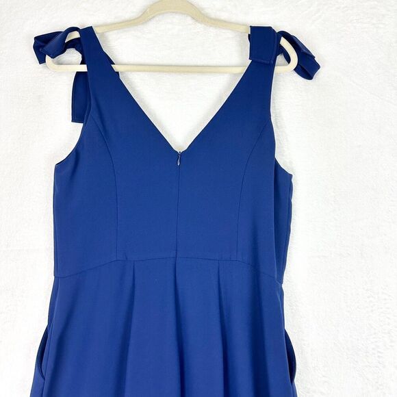 Amanda Uprichard Iris Jumpsuit Size Large Navy Blue Bow Blogger Fave Wide Leg - Picture 7 of 12